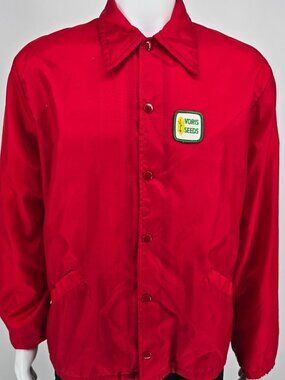 Vintage 1970s Gem Sportswear Voris Seeds Four Leaf Clover Farm Coach Jacket (L)